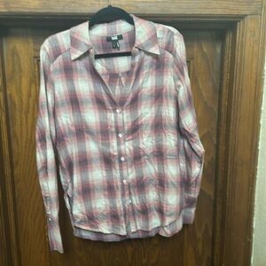 PAIGE Davlyn Plaid Button-Up Shirt in Multi Pink size S